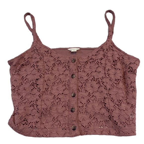 Lace Button Down Crop Tank - Picture 1 of 5